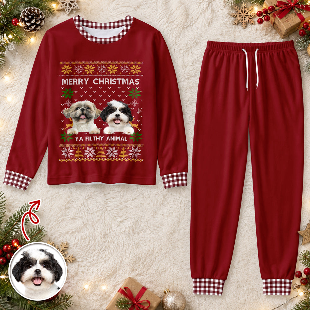 Custom Photo Ugly Christmas Ya Filthy Sleepwear Gift for Dog Cat Lovers HO82 903582