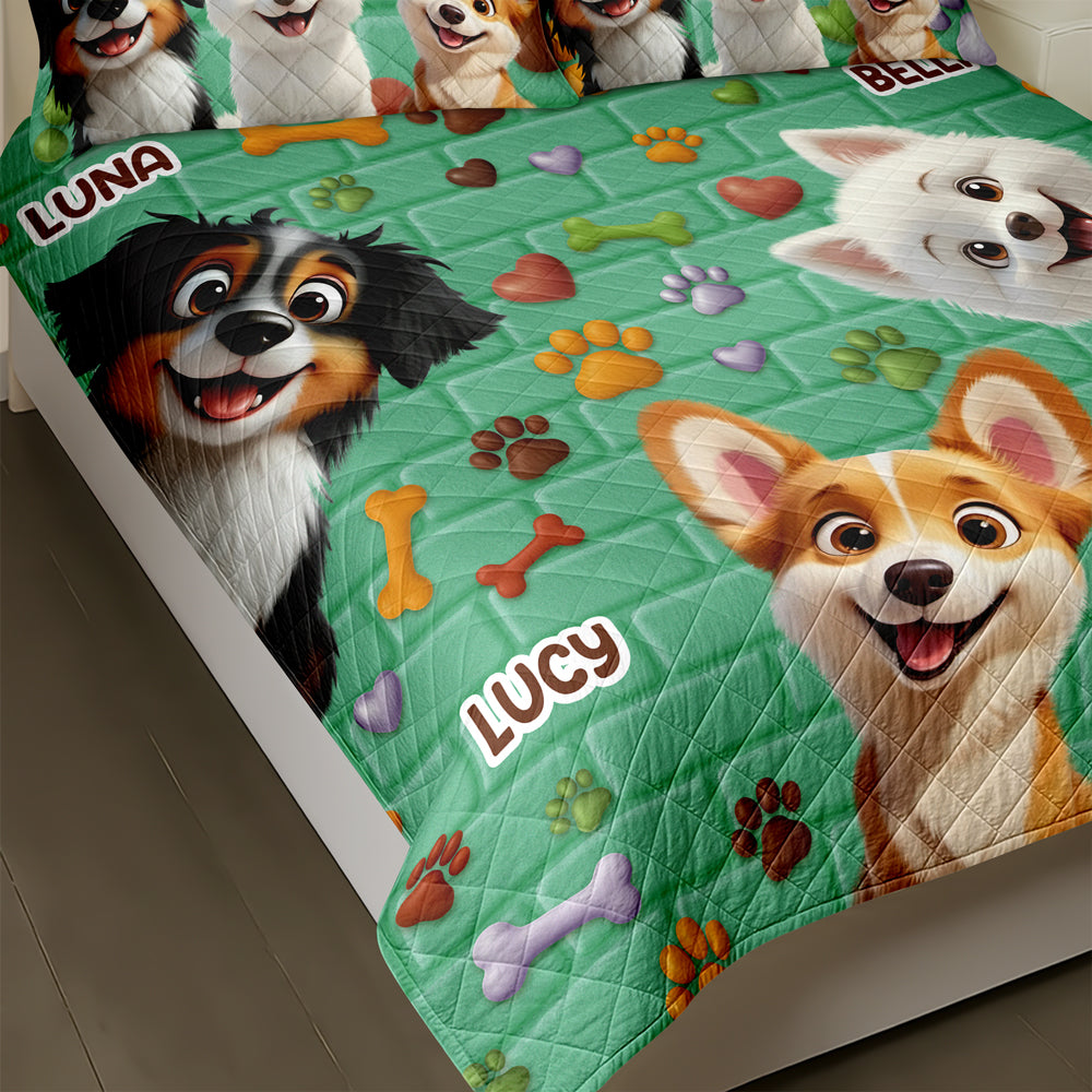 Custom Cute 3D Dog Paw Brick Pattern- 3D Inflated Effect Quilt Bedding Set LM32 897145