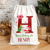 Custom Name Initial Letter Christmas Sacks, Christmas Holiday Gift Bag TH10 171435