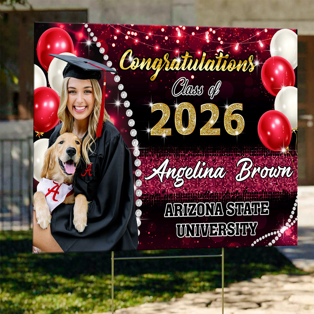 Custom Photo Congrats Class Of 2026 Graduation Balloons Yard Sign CH07 910706