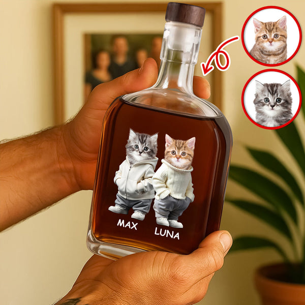Custom Photo And Name Cat Whiskey Bottle For Cat, Pet Lovers ...
