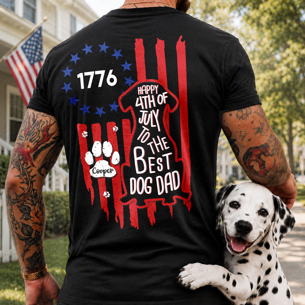 Custom Name Happy 250th Birthday To Best Dog Dad Dog Mom America Flag Back Dog Shirt LM32 669285
