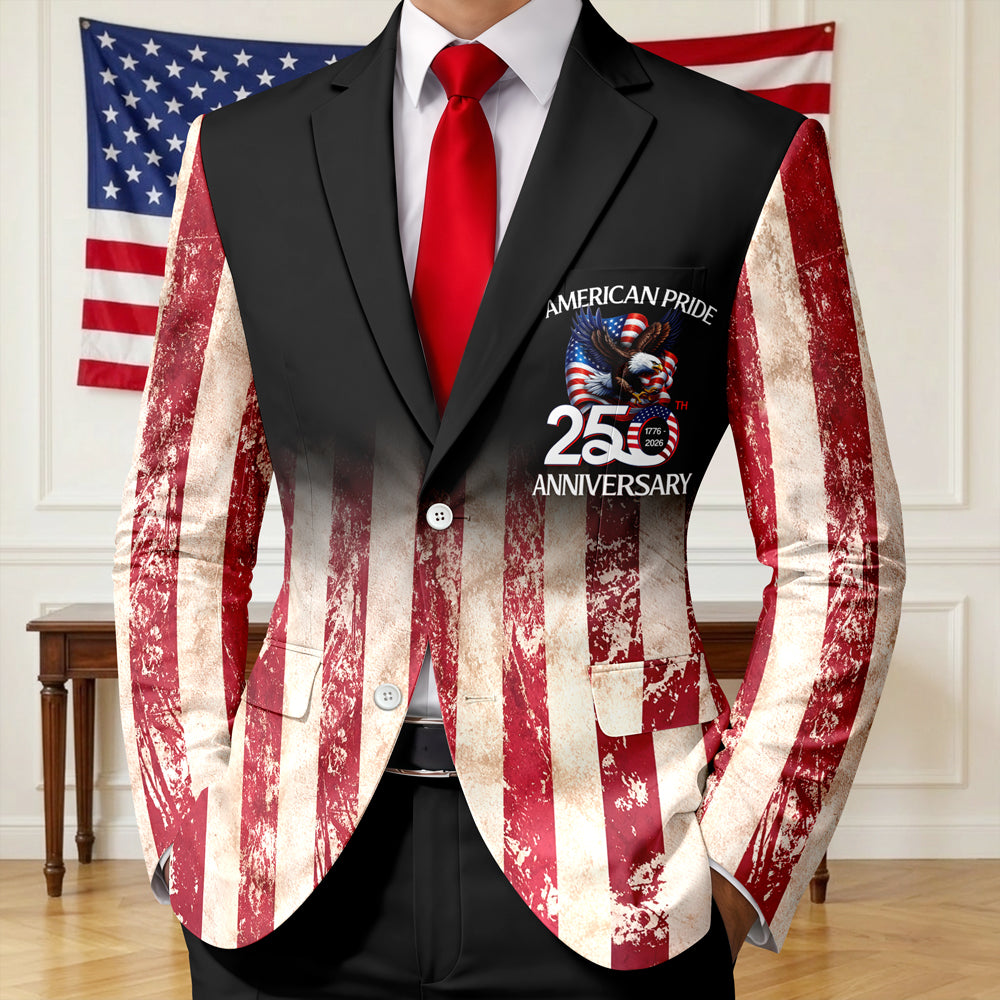 Personalized Patriotic 250th Anniversary God Bless America Eagle 1776–2026 Men's Suit HA75 920146