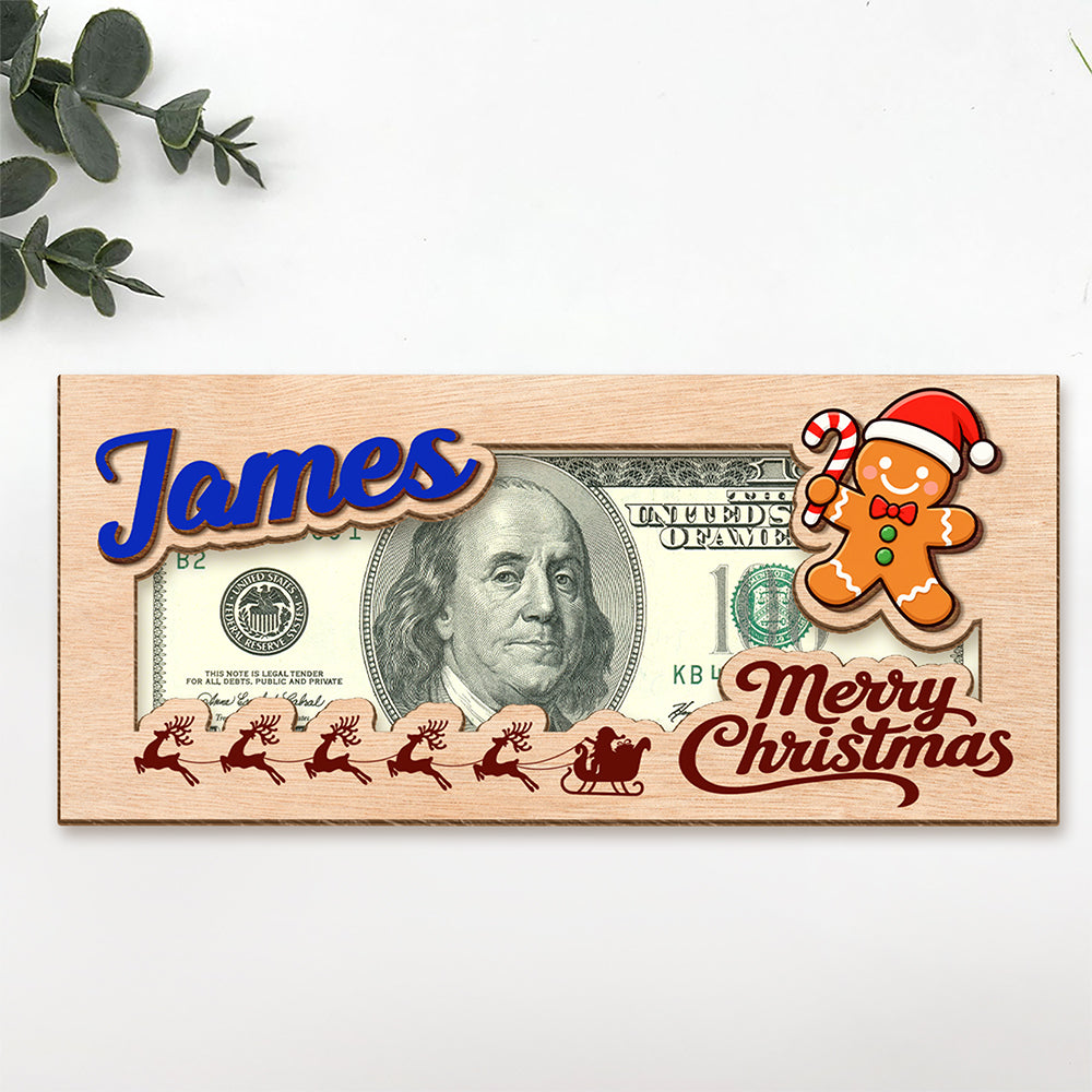 Personalized Merry Christmas Cute Cartoon Pattern Wood Money Holder HO82 903968