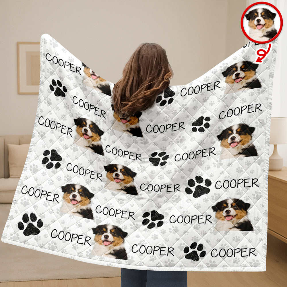 Custom Photo And Name On Quilt Blanket For Dog Lover LM32 897303