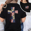 Custom Name God Bless America Patchwork USA Flag Back & Front Dark Shirt HO82 902202