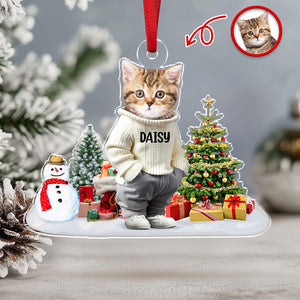 Custom Photo Cat Christmas Acrylic Ornament For Christmas HA75 897608