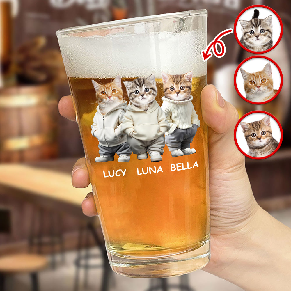 Custom Photo And Name Dog Cat Print Beer Glass HA75 897594