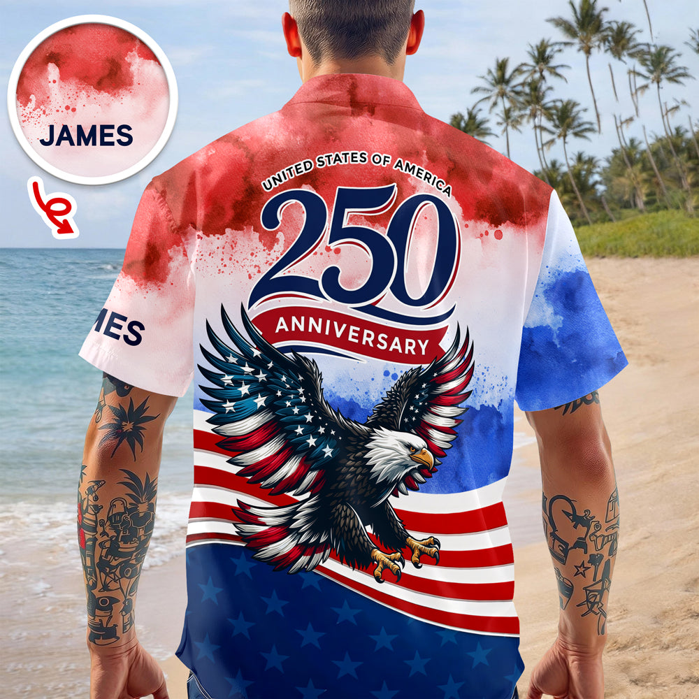 Custom Name 250th United States Of America 1776-2026 Anniversary Patriotic Hawaii Shirt CH07 911296
