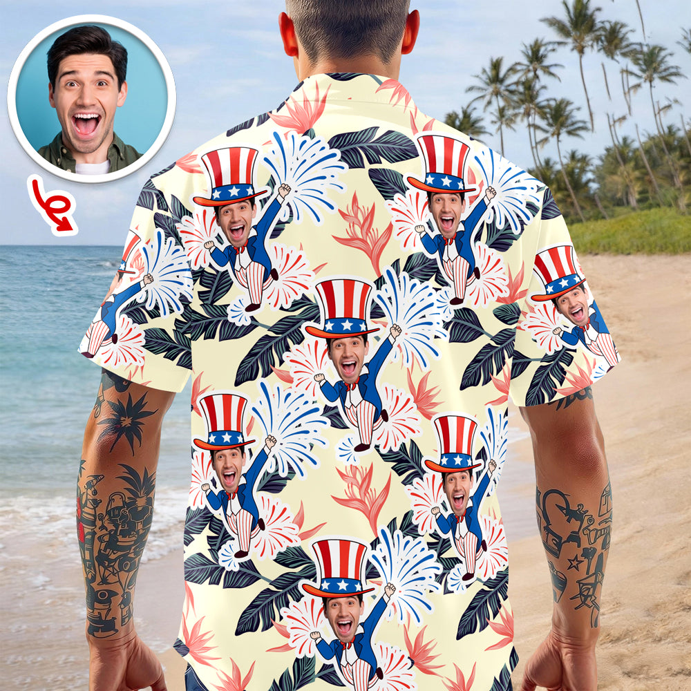 Custom Photo USA 4th of July Tropical Hawaii Shirt LM32 899711