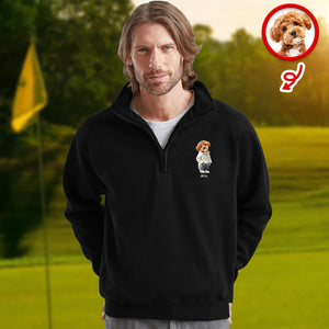 Custom Photo Cute Dog Cat Printed Quarter Zip Sweater Gift For Dog Cat Lovers HA75 898612