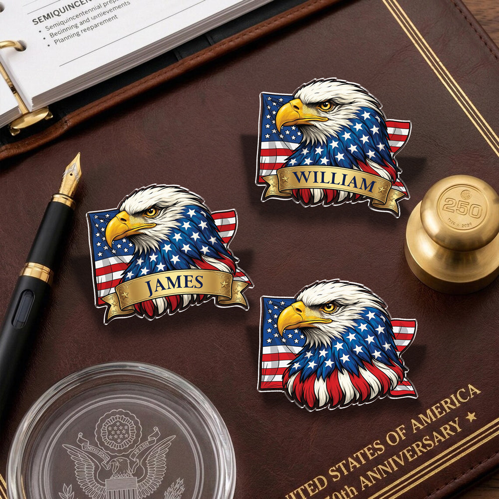 Personalized Patriotic US Flag Bald Eagle Acrylic Pin CH07 910990