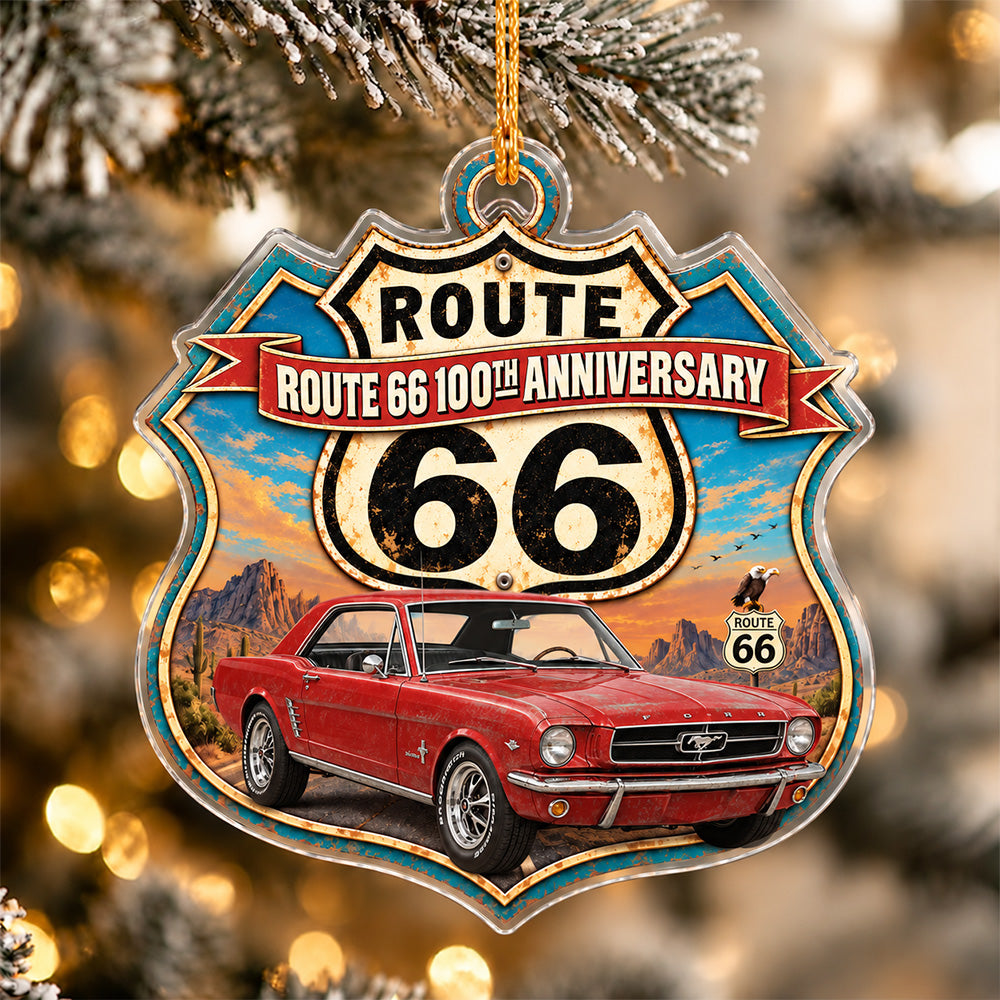 Custom Car Photo 100th Anniversary Of Route 66 Acrylic Ornament, Christmas Tree Decoration Gift CH07 180966