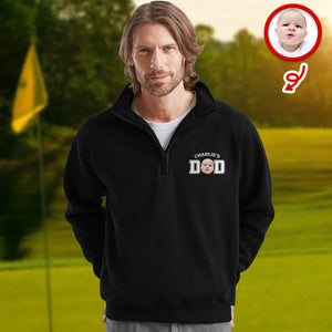 Custom Face Kid Dad Printed Quarter Zip Sweater Family Gift HA75 898606