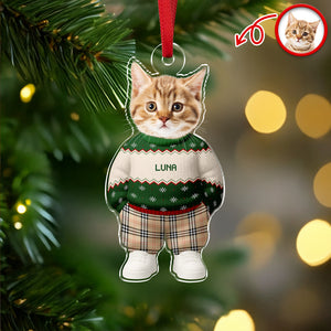 Custom Photo Dog Cat Xmas Clothes Christmas Acrylic Ornament For Christmas HA75 897942