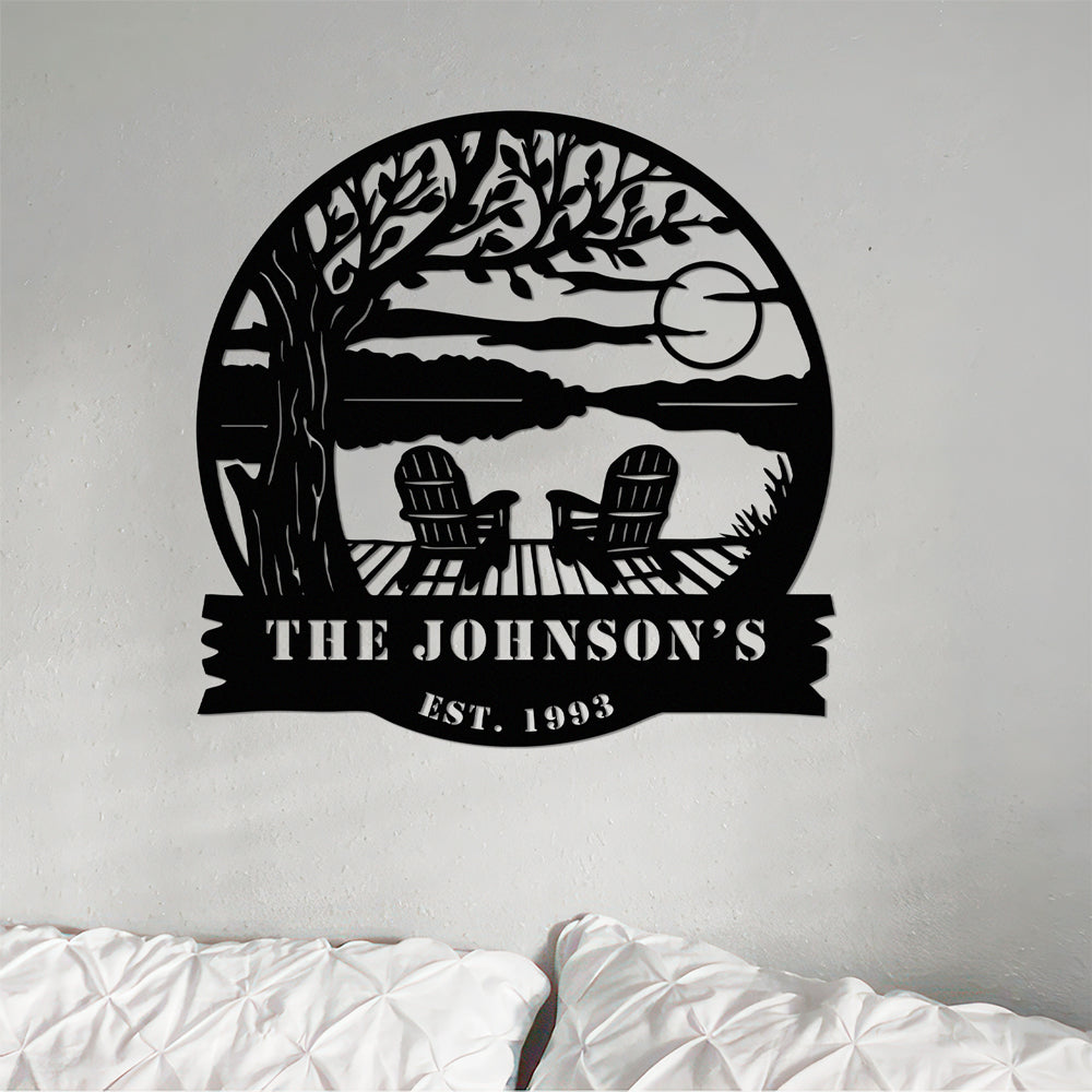 Personalized Family Name Lake House Metal Sign Gift For Couple Anniversary HA75 920016