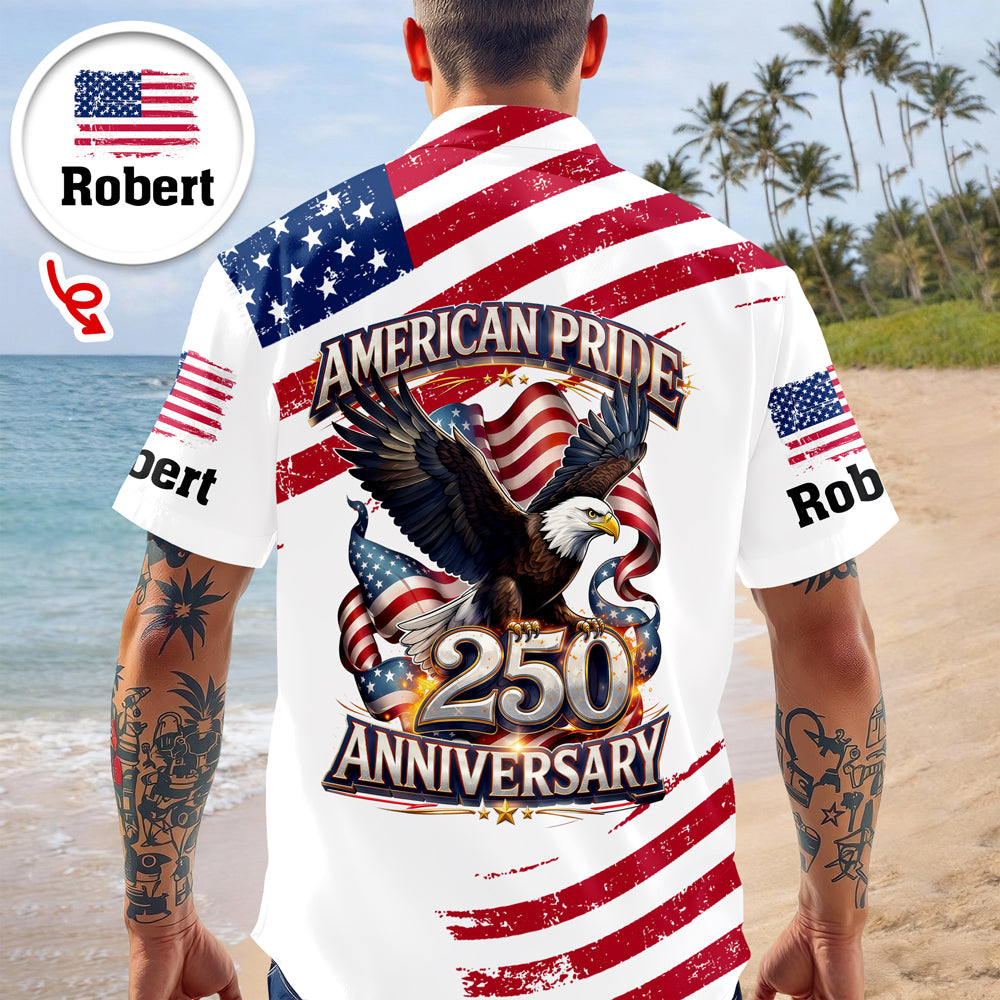 Custom Name America Pride 250th Anniversary 1776–2026 Eagle Hawaii Shirt CH07 911214