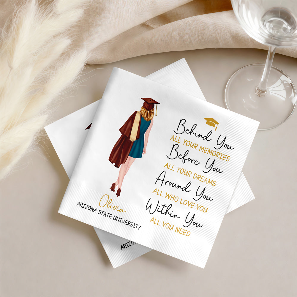 Personalized Behind You All Memories Napkins - Graduation Gift For Her HO82 902196