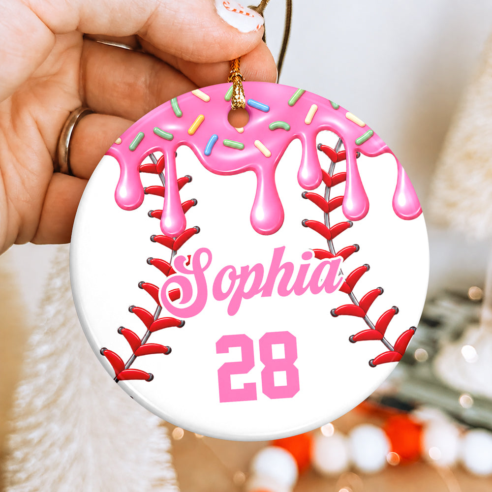 Custom Baseball Ice Cream Christmas Ceramic Ornament, Unique Sports Gift for Baseball Lovers, Kids and Team TH10 171219