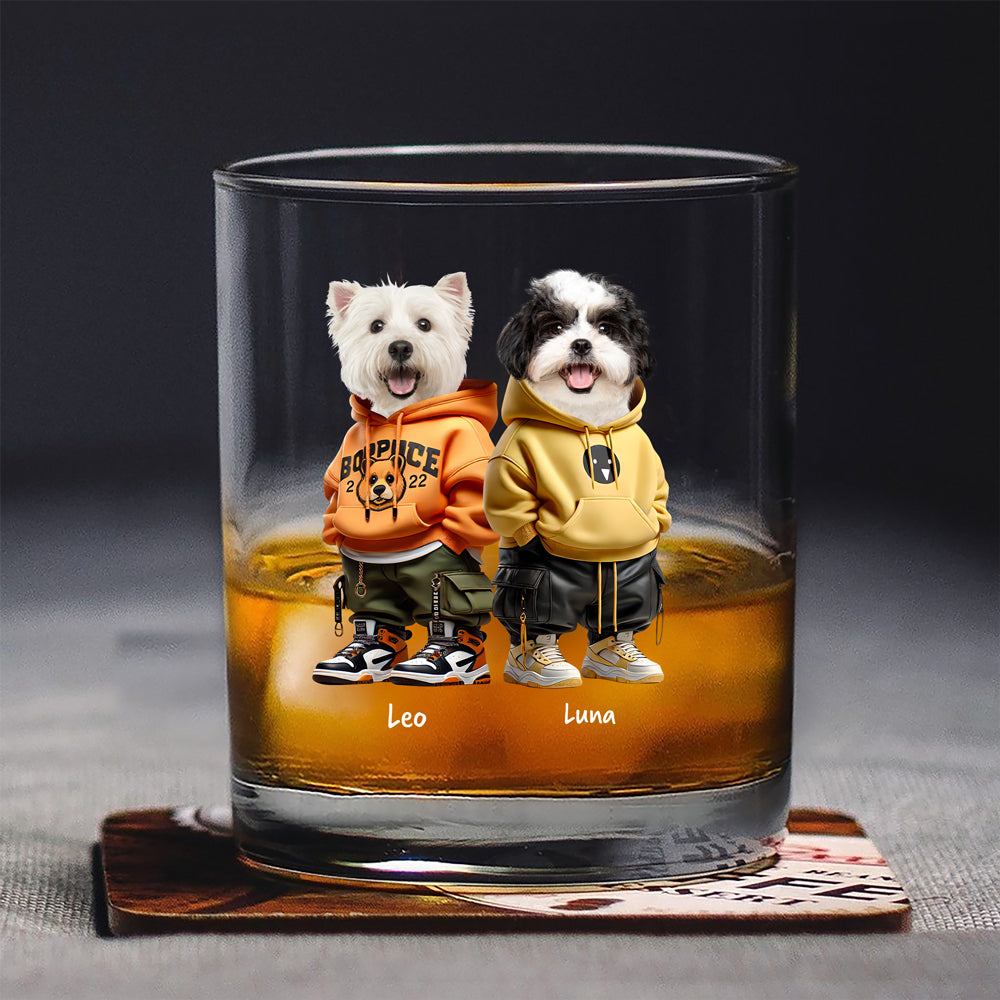 Custom Photo Cool Dog Cat in Dad’s Work Outfit Whiskey Glass Father's Day Gift HA75 892382