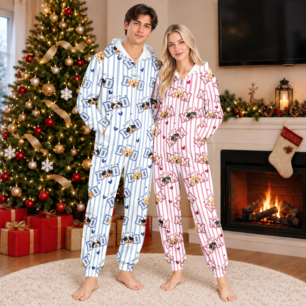 Custom Dog Cat  Face Dad Mom Christmas Onesie Pajamas HO82 903904