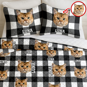 Custom Photo Name Dog Cat Christmas Pattern Quilt Bedding Set LM32 897235