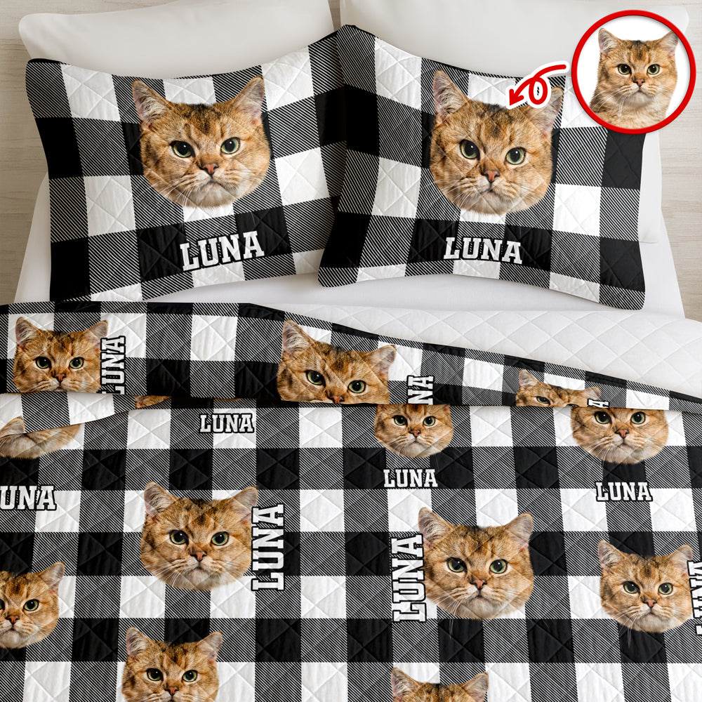 Custom Photo Name Dog Cat Christmas Pattern Quilt Bedding Set LM32 897235
