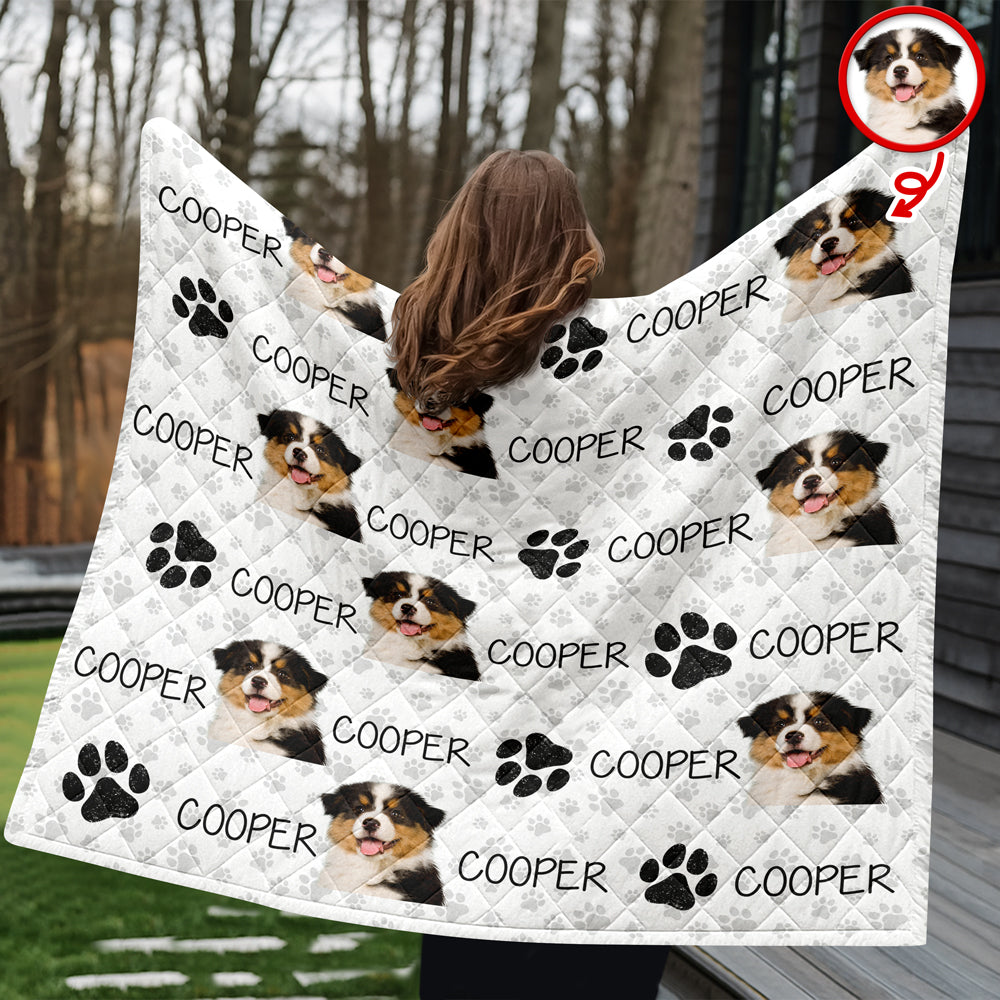 Custom Photo And Name On Quilt Blanket For Dog Lover LM32 897303