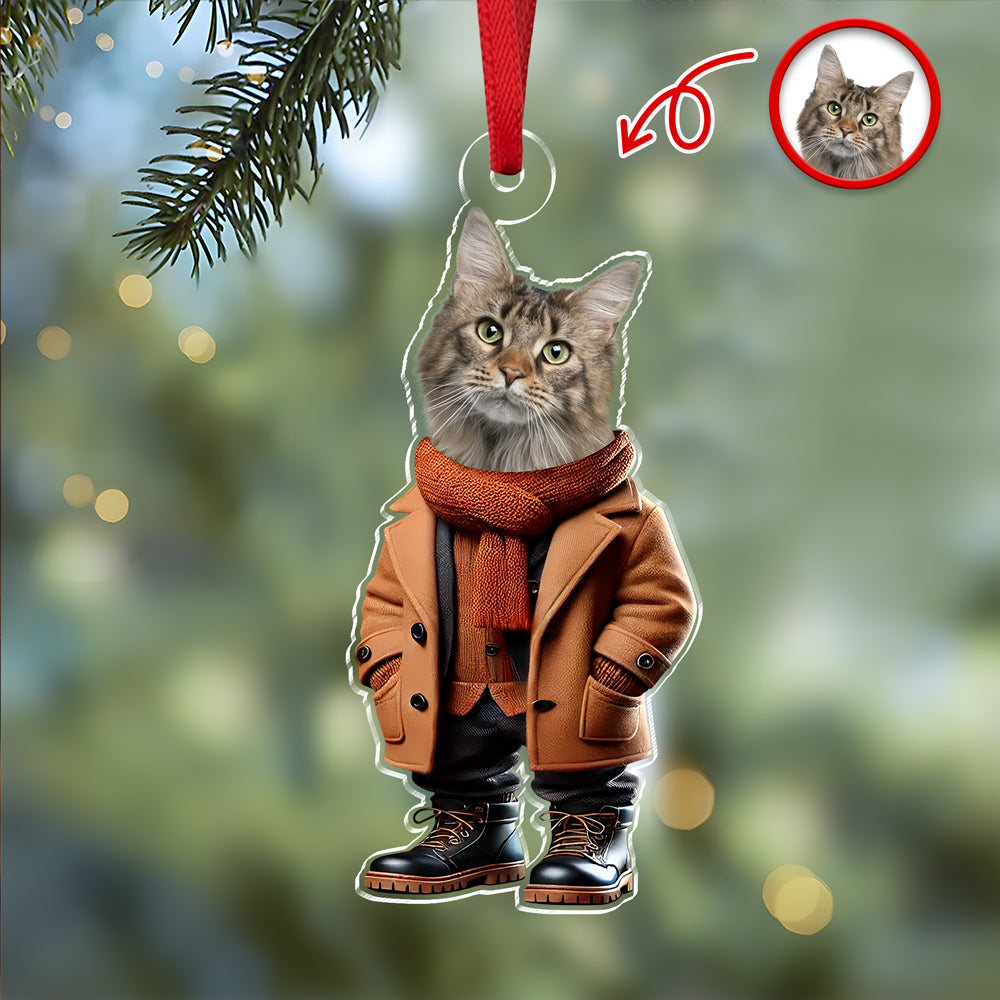 Custom Photo Cool Cat Career Uniforms Acrylic Ornament For Cat Lovers HA75 897152