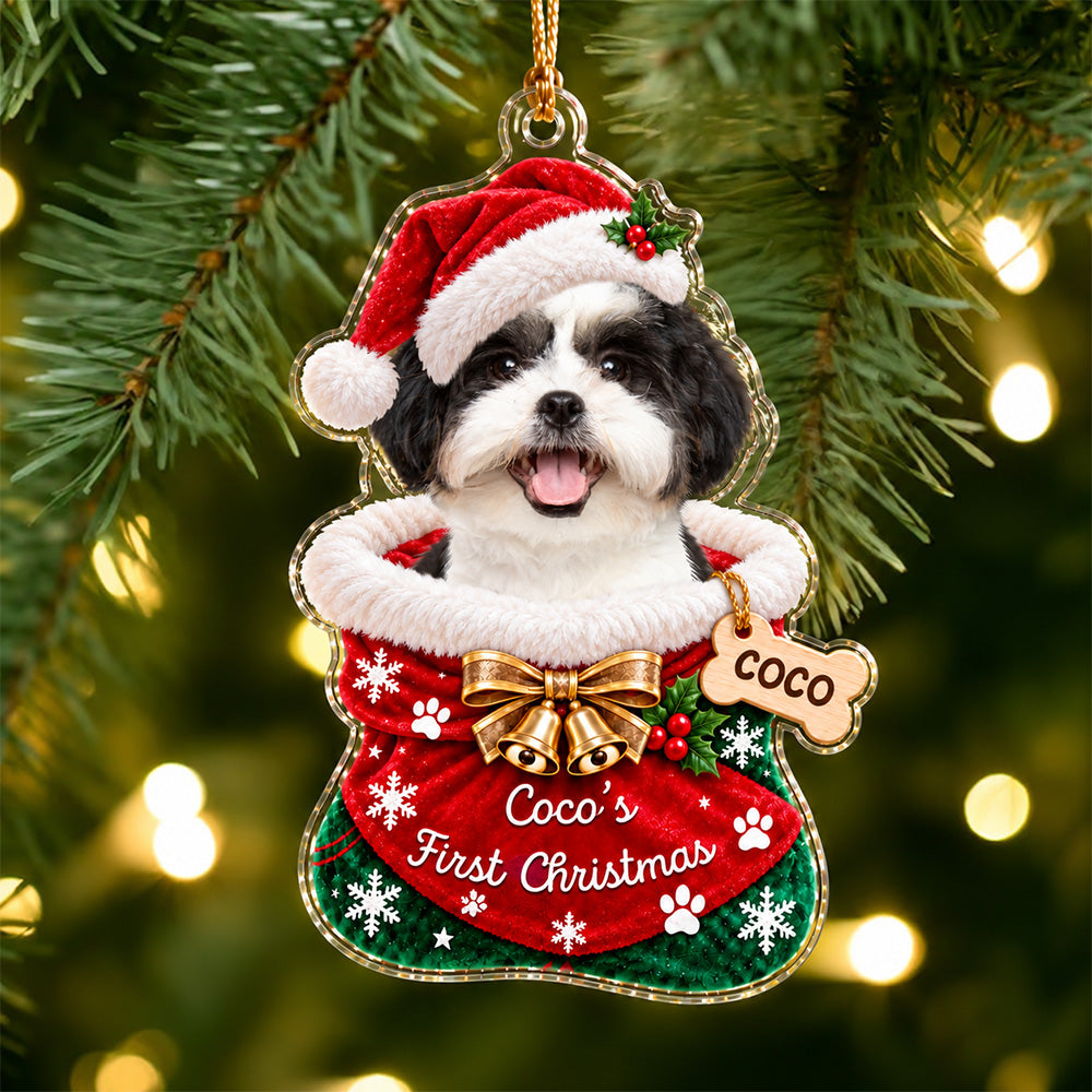 Personalized Pet First Christmas Acrylic Ornament, Holiday Keepsake for Pet Lovers LM32 670017