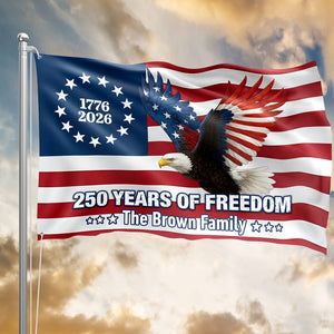 Personalized 250 Years of Freedom Flag | 1776–2026 Eagle Betsy Ross Grommet Banner House Flag HO82 900938
