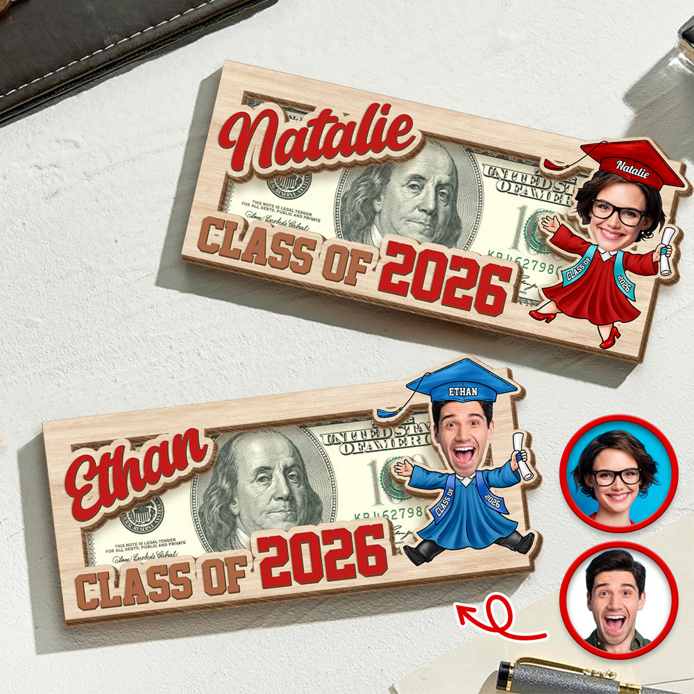 Custom Photo Class of 2026 Graduation Wood Money Holder TH10 898229