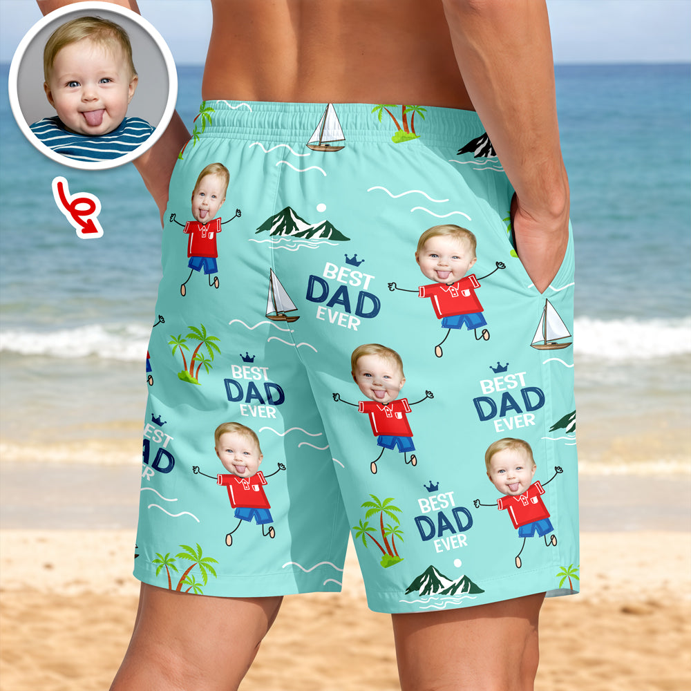 Custom Face Best Dad Ever Beach Shorts Gift For Father's Day CH07 911460