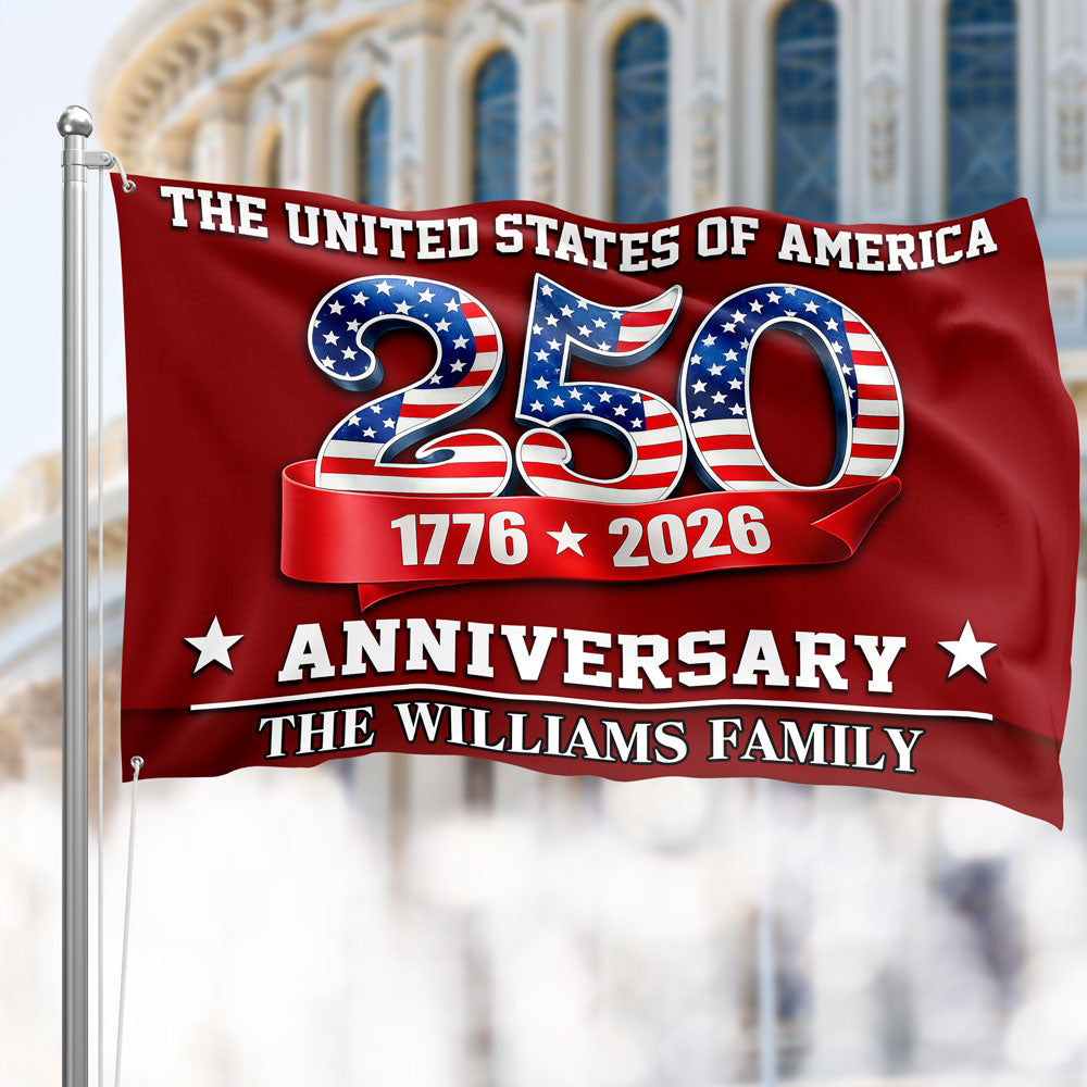 United States Of American 250th Anniversary Decor Gift Custom Family Name House Flag CH07 910624