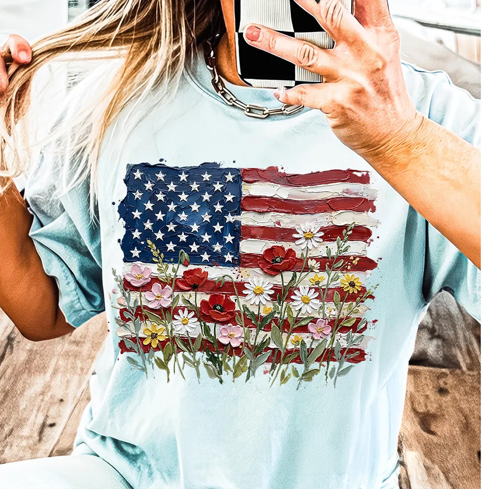 American Flag Floral - Patriotic Wildflower USA Comfort Shirt for 4th of July CH07 910982