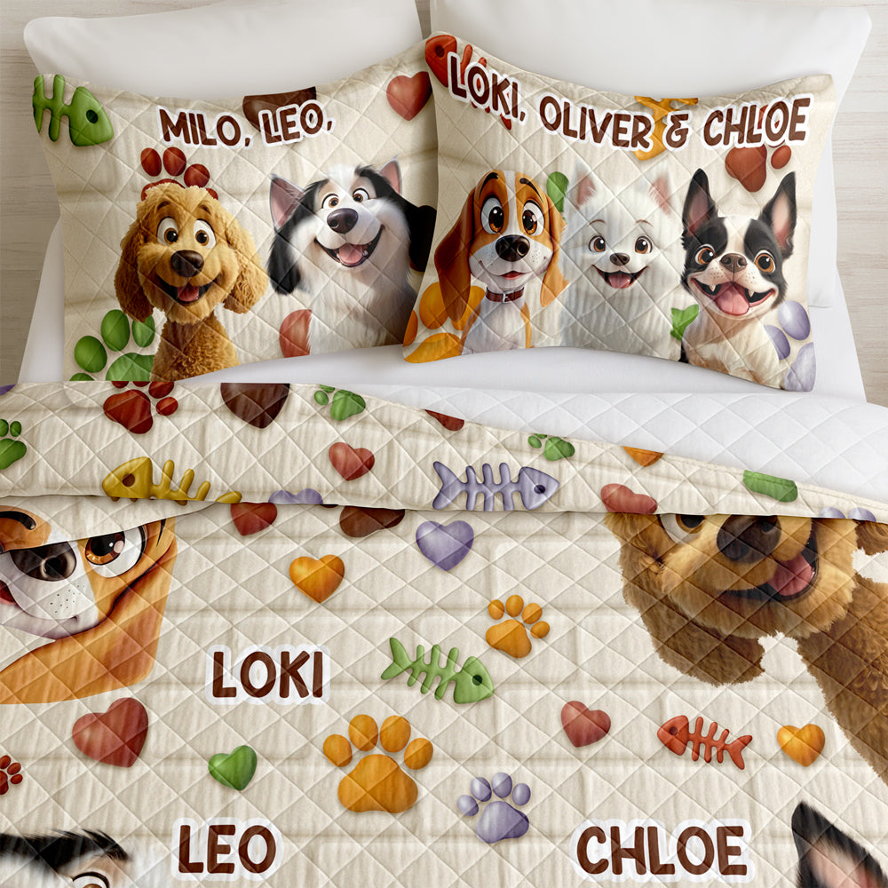 Custom Cute 3D Dog Paw Brick Pattern- 3D Inflated Effect Quilt Bedding Set LM32 897145
