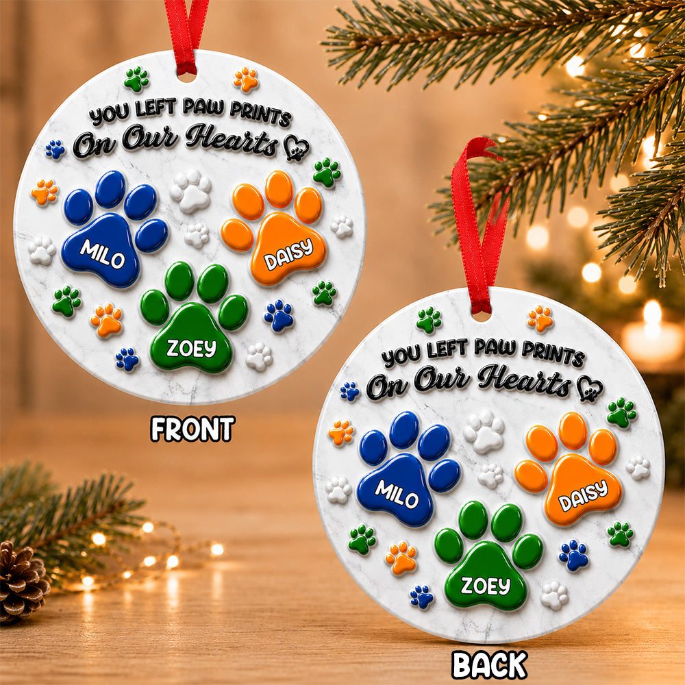 Personalized Pet Paw Dog Memorial 3D Raised Ornament Pet Loss Memorial Keepsake CH07 180384