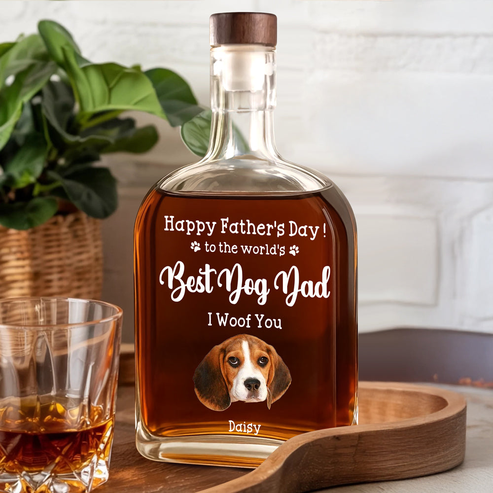 Custom Photo To The World's Best Dog Dad Whiskey Bottle TH10 894017
