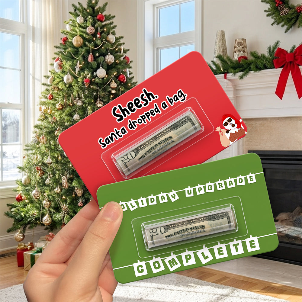 Personalized Christmas Design Money Holder Card - Custom Holiday Cash Gift Card LM32 669709