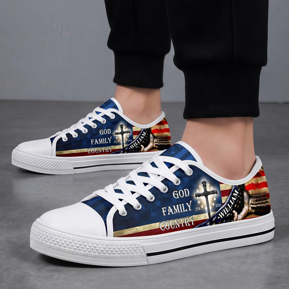 Custom Name God Family Country 250 Years of Blessing 1776 - 2026 Canvas Shoes HO82 902096