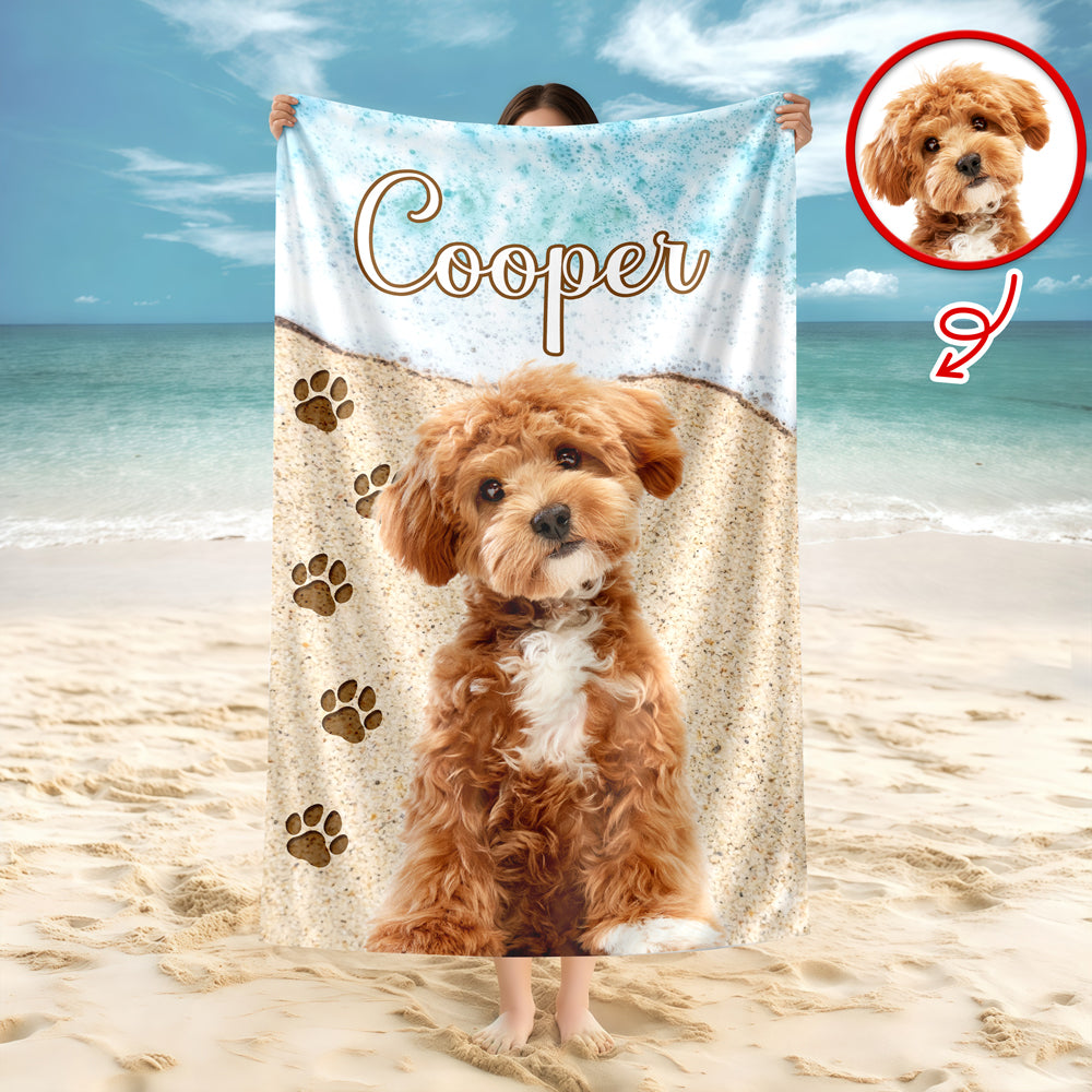 Custom Dog Cat Photo Beach Towel - Personalized Pet Lover Gift TH10 169613