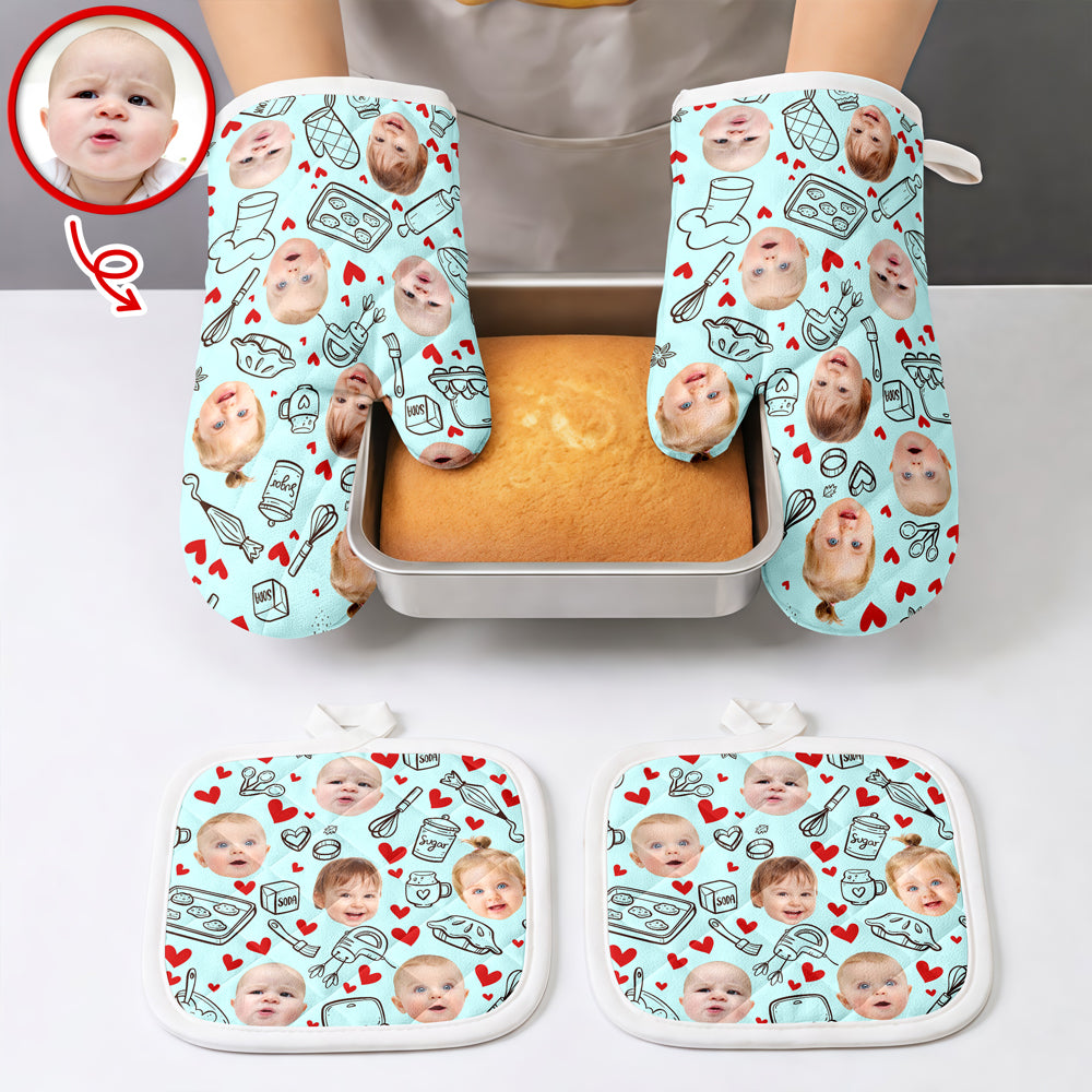 Custom Face Kids Oven Mitt Mother's Day Gift For Mom, Grandma HA75 920696