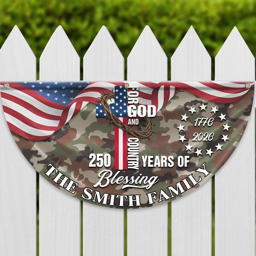 Custom Family Name USA 250th Anniversary 1776–2026 Camo Non-pleated Fan Flag HO82 901506