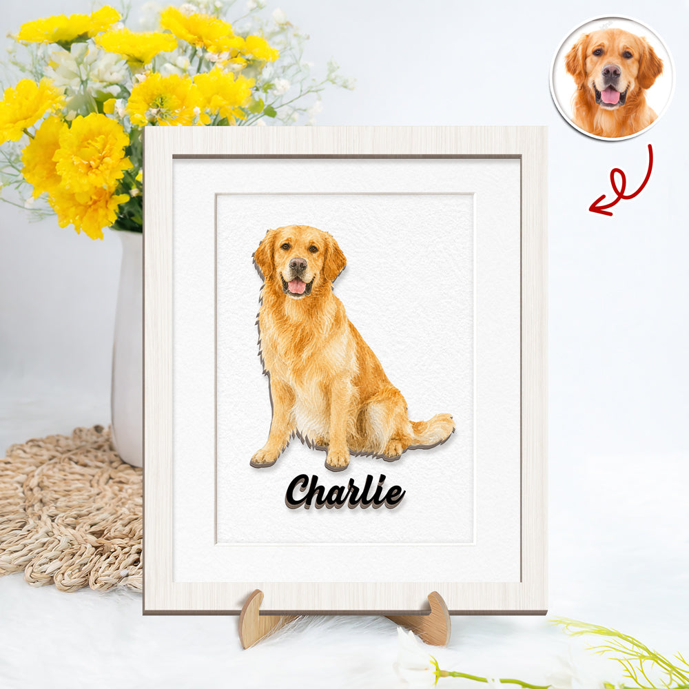Custom Pet Portrait Photo Miniature Watercolor 2-Layered Wooden Plaque With Stand LM32 669529