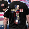 Custom Name God Bless America Patchwork USA Flag Back & Front Dark Shirt HO82 902202