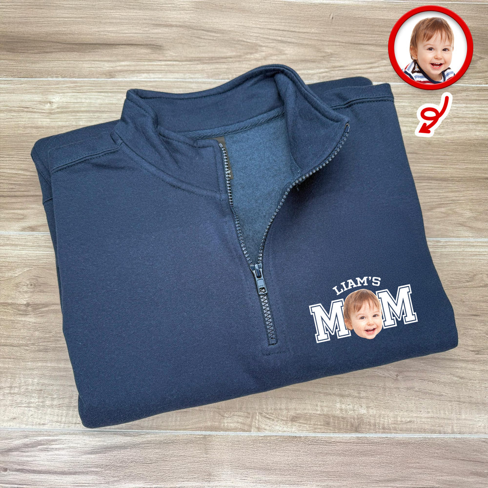 Custom Face Kid Dad Printed Quarter Zip Sweater Family Gift HA75 898606