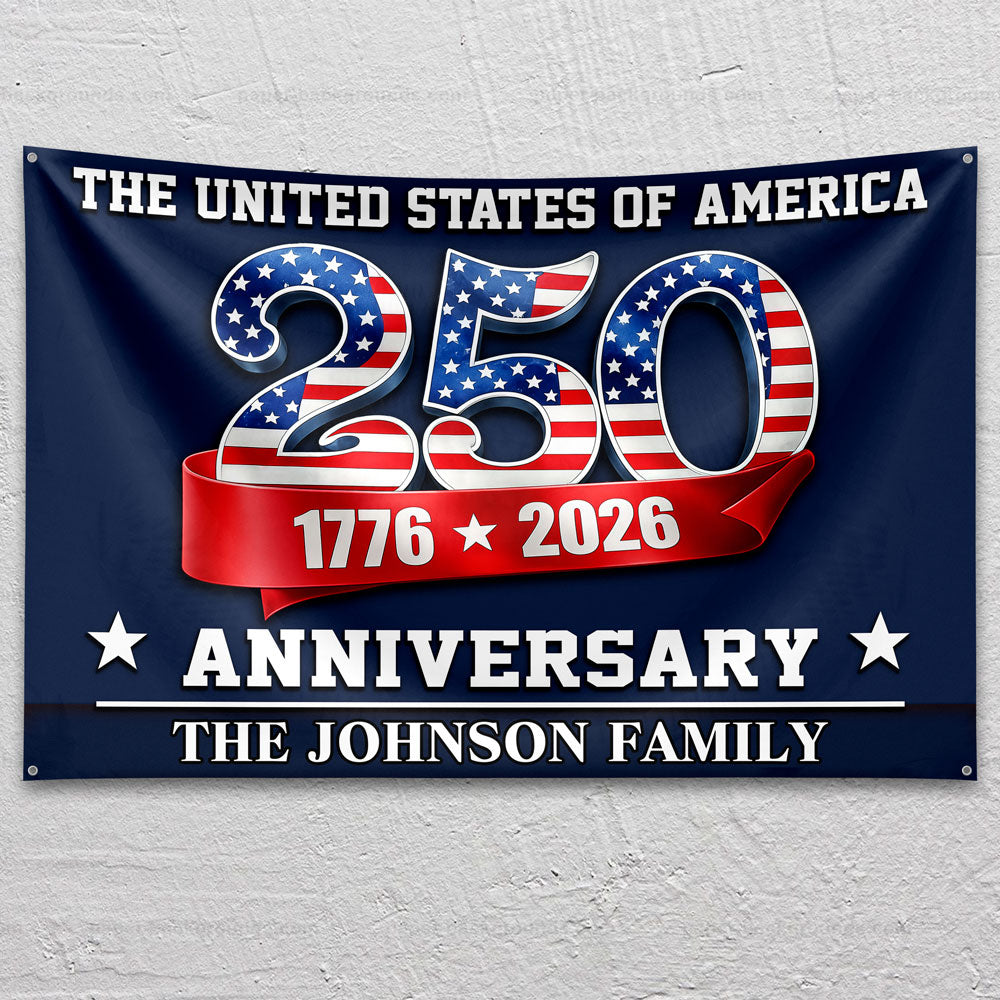 United States Of American 250th Anniversary Decor Gift Custom Family Name House Flag CH07 910624