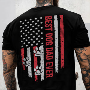 Custom Photo Best Dog Cat Dad Ever US Flag Back & Front Dark Shirt Uniform Ver HA75 892398