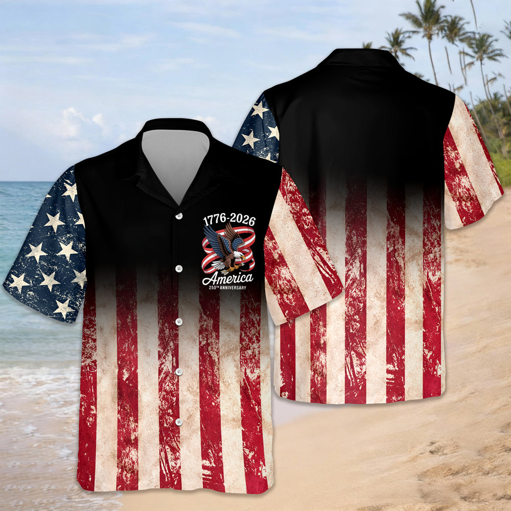 Personalized Patriotic 250th Anniversary God Bless America Eagle 1776–2026 Hawaii Shirt HA75 920848