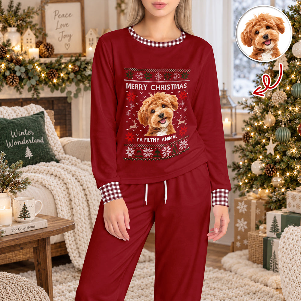 Custom Photo Ugly Christmas Ya Filthy Sleepwear Gift for Dog Cat Lovers HO82 903582